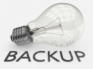 Bombilla con la palabra Backup