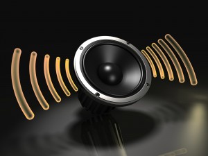 Altavoz con ondas simulando sonido