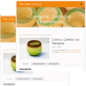 Captura de página web de Ana Velas Cuencos