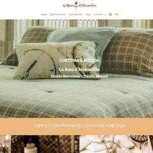 Captura de página web de Cortinas La Rosa d'Alexandría como ejemplo de web de tienda de decoración