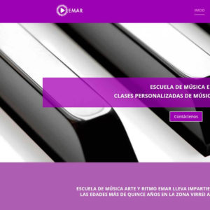 Captura de página web de Escuela de Música Emar como ejemplo de Página web de centros de enseñanza