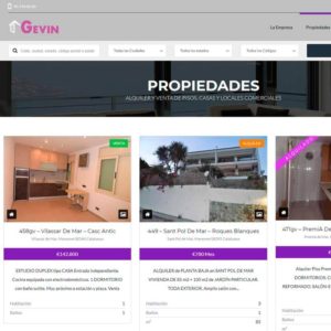 Captura de página web de Fincas Gevin como ejemplo de página web para inmobiliarias y fincas