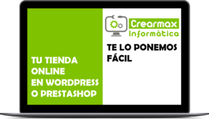 Foto de un portátil que publicita la tienda online con WordPress o Prestashop